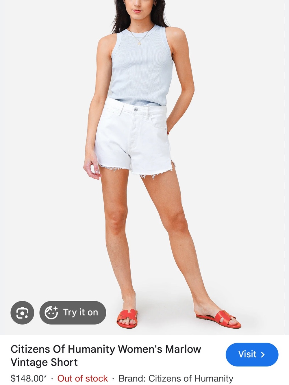 CITIZENS OF HUMANITY Women's Marlow Vintage Short White Denim Jean size 000 23
